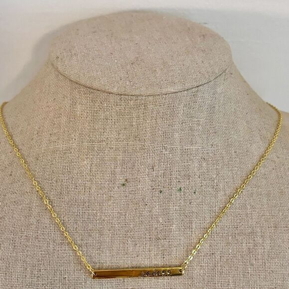 NWOT Olivia Jewelry Badass Bar Stainless Steel Chain Link Necklace Gold-tone OS - Picture 4 of 4